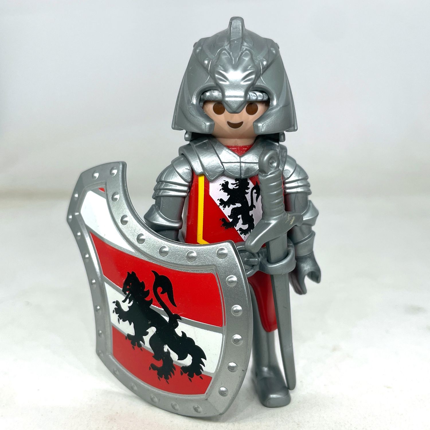 playmobil chevalier argent lion