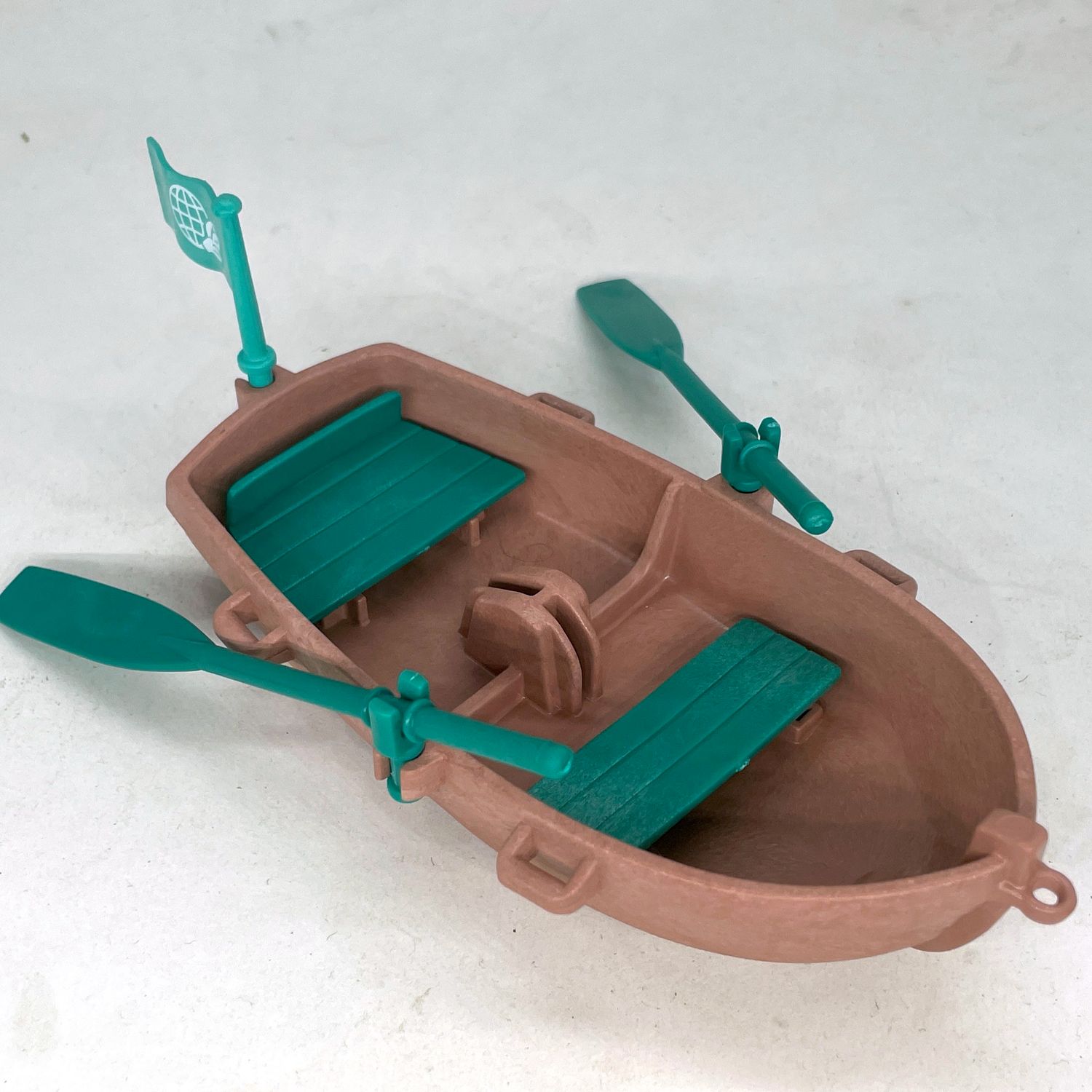 playmobil barque marron vert