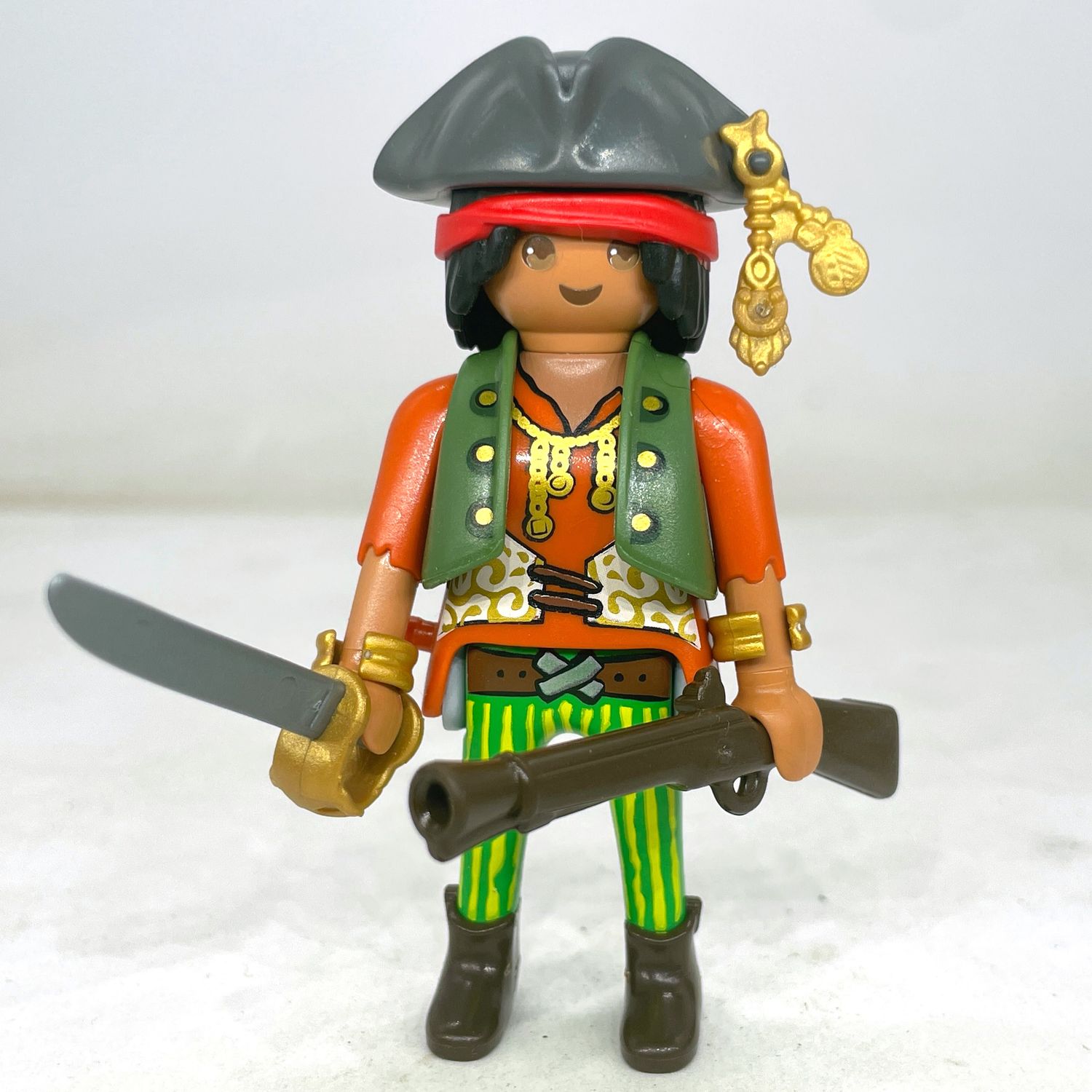 playmobil lady pirate orange verte