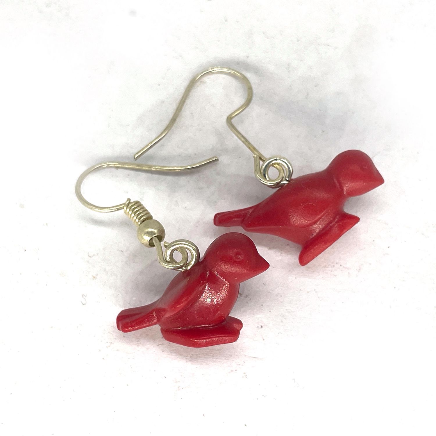 playmobil création boucles d'oreille oiseaux rouges