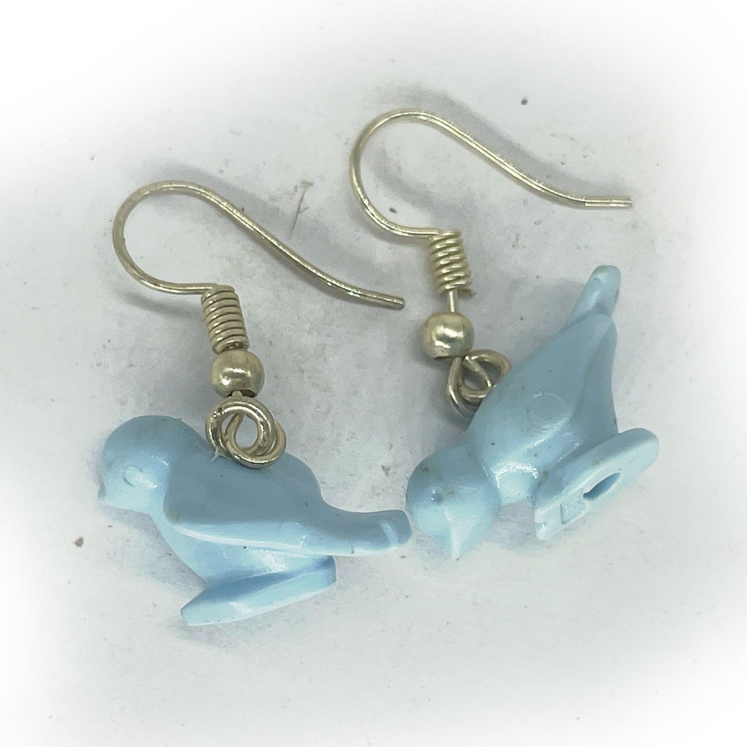 playmobil création boucles d'oreille oiseaux bleu ciel