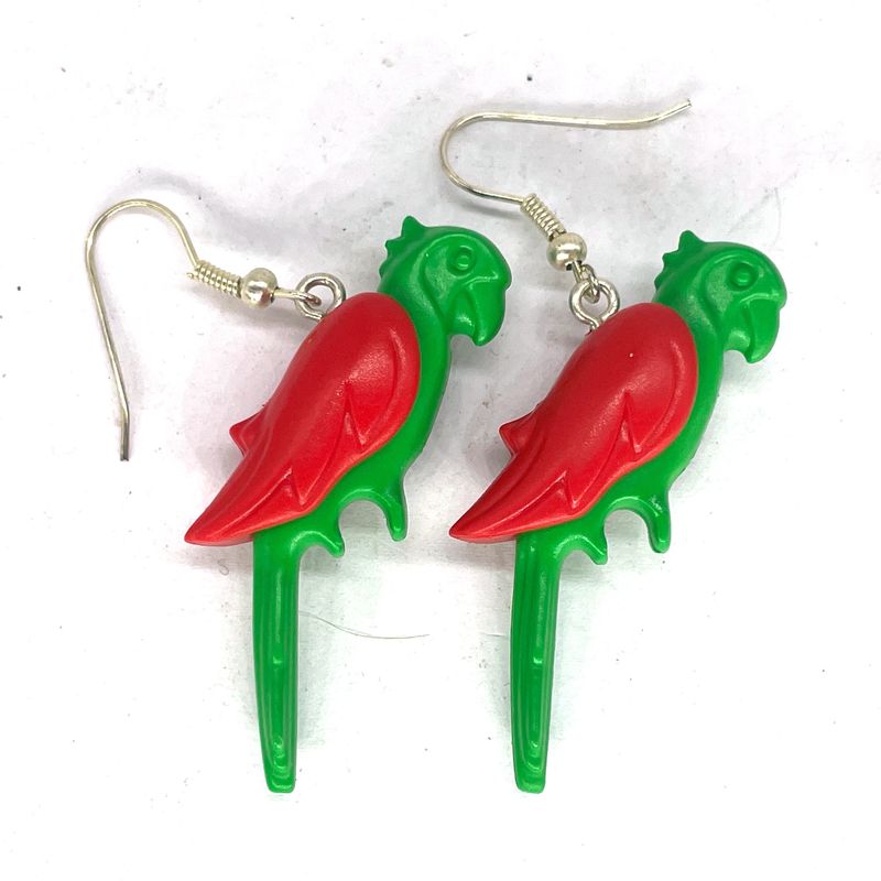 Playmobil boucle d'oreilles perroquet vert