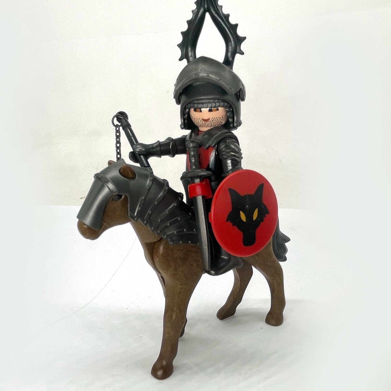 Playmobil chevalier loup à cheval