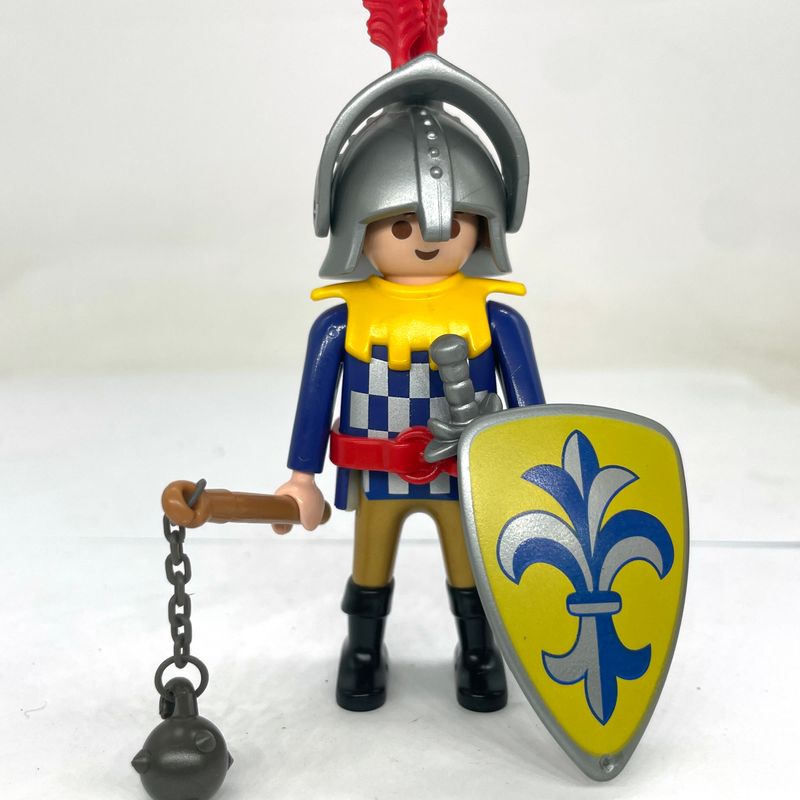 Playmobil chevalier damier bleu lys