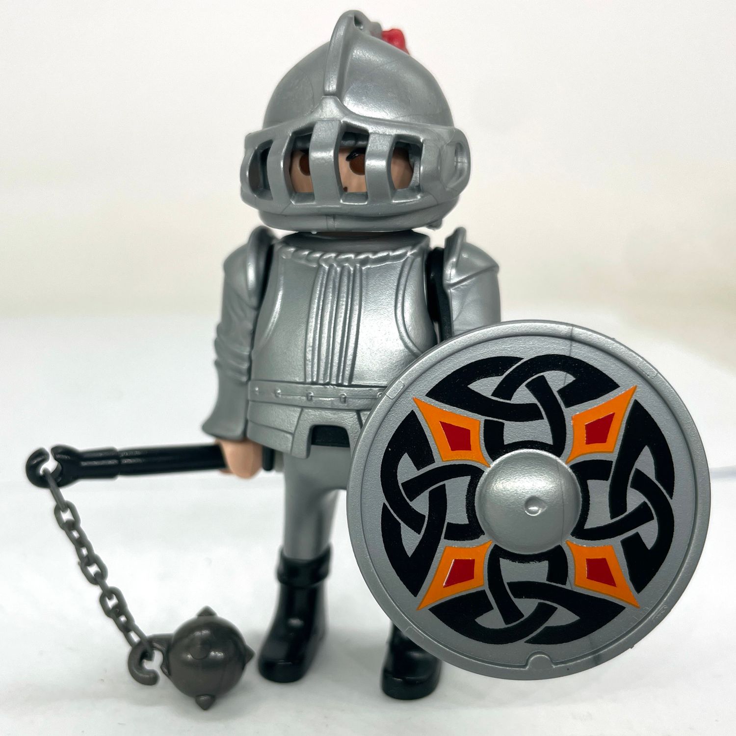 Playmobil chevalier argent masse d'arme