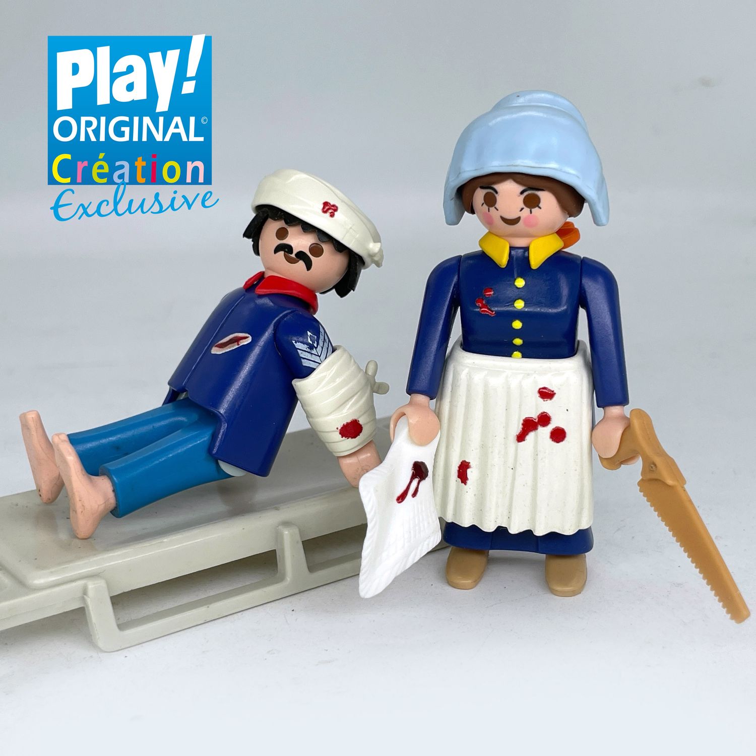 playmobil infirmière et blessé nordiste crétion