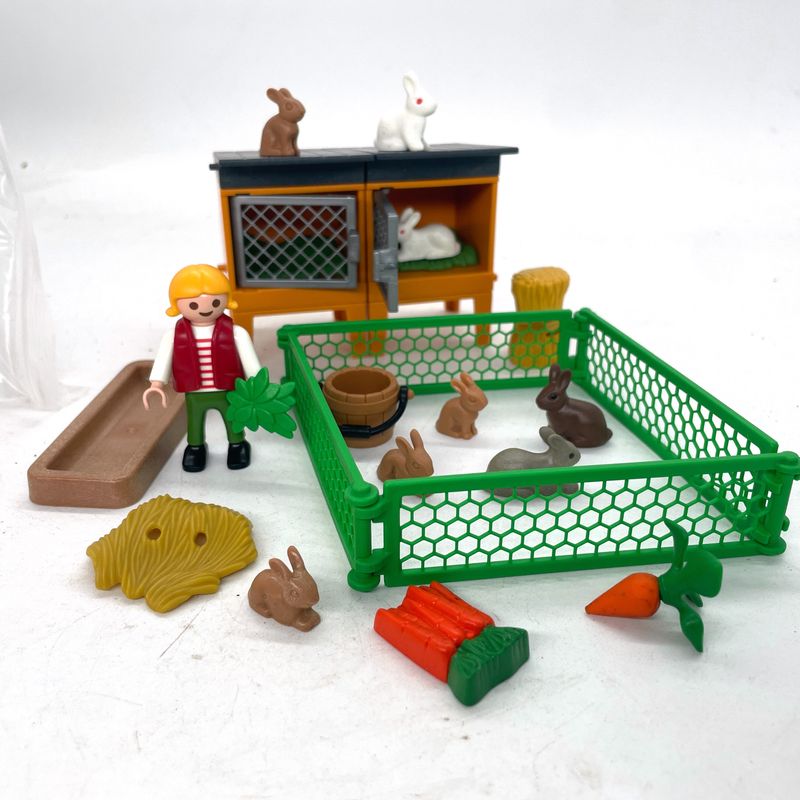 playmobil clapier toit vert et enfant