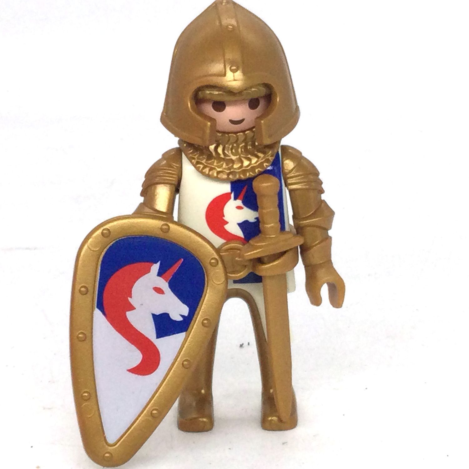 playmobil chevalier licorne or