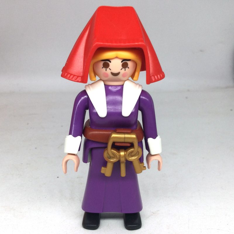 playmobil dame médiévale violette clefs