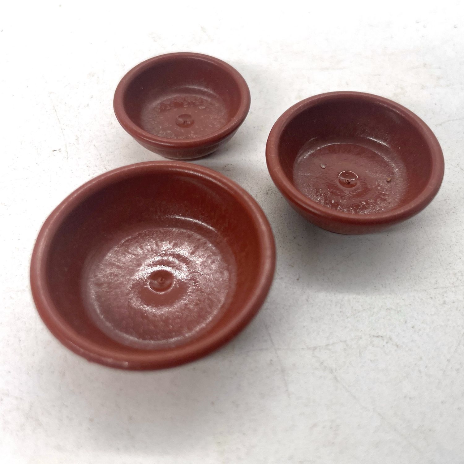 playmobil 3 assiettes poterie marron