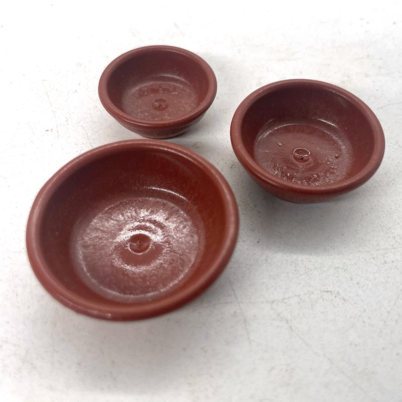 playmobil 3 assiettes poterie marron