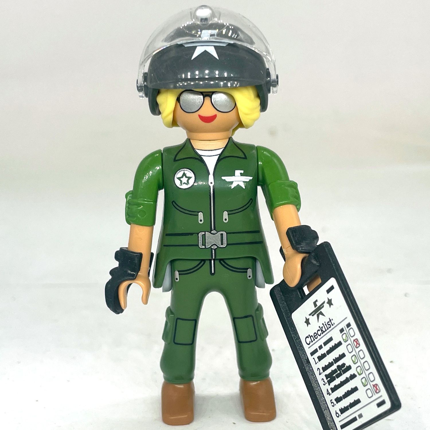 playmobil policière pilote kaki S