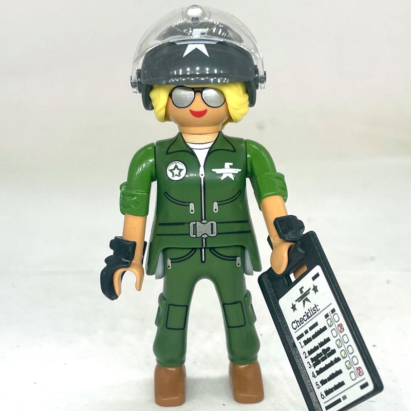 playmobil policière pilote kaki S