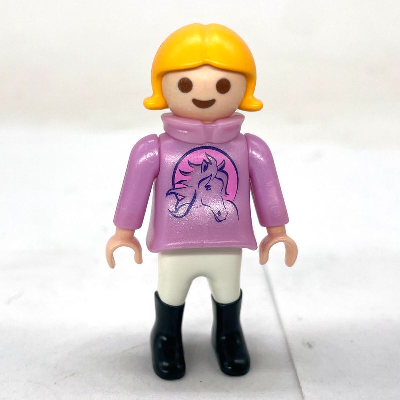 playmobil enfant fillette cheval rose