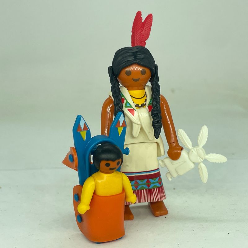 playmobil femme squaw indienne et bébé