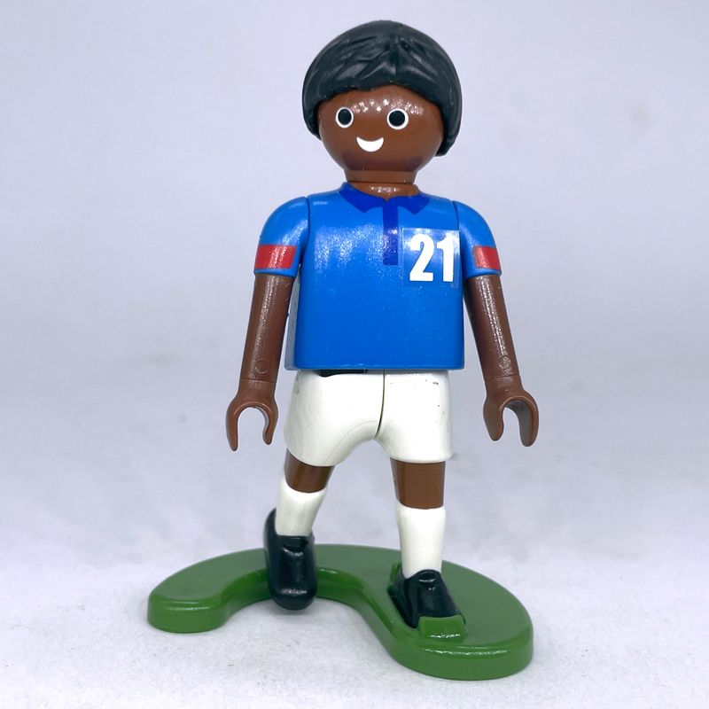 playmobil footballeur français bleu black