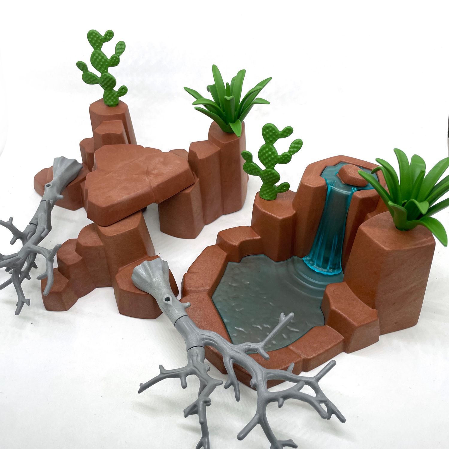 Playmobil lot rocher marron