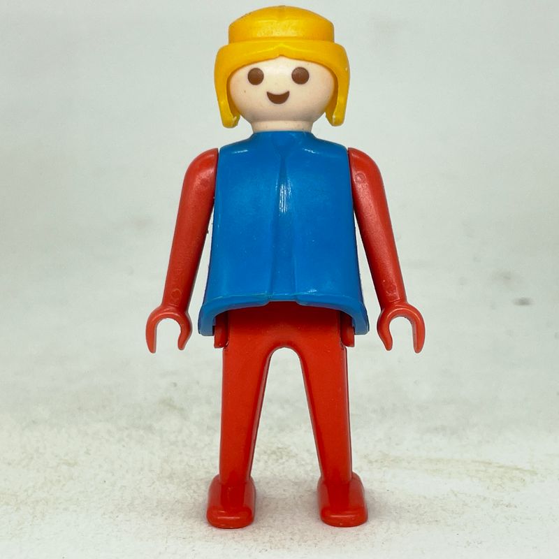 playmobil femme rouge bleu vintage