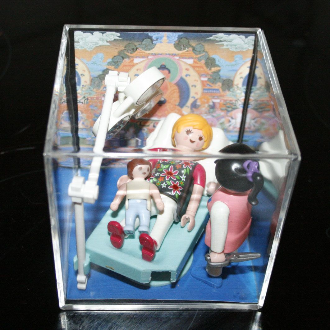 Playmobil création "naissance" dans son cube plexi