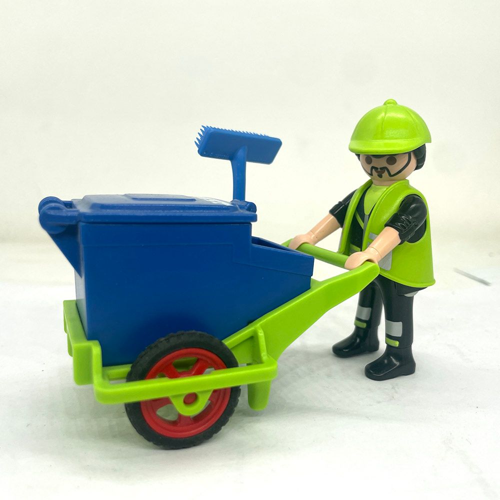 playmobil travailleur cantonnier poubelle
