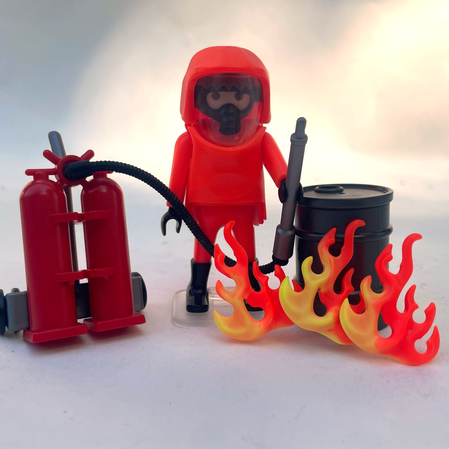 playmobil pompier  tenue orange