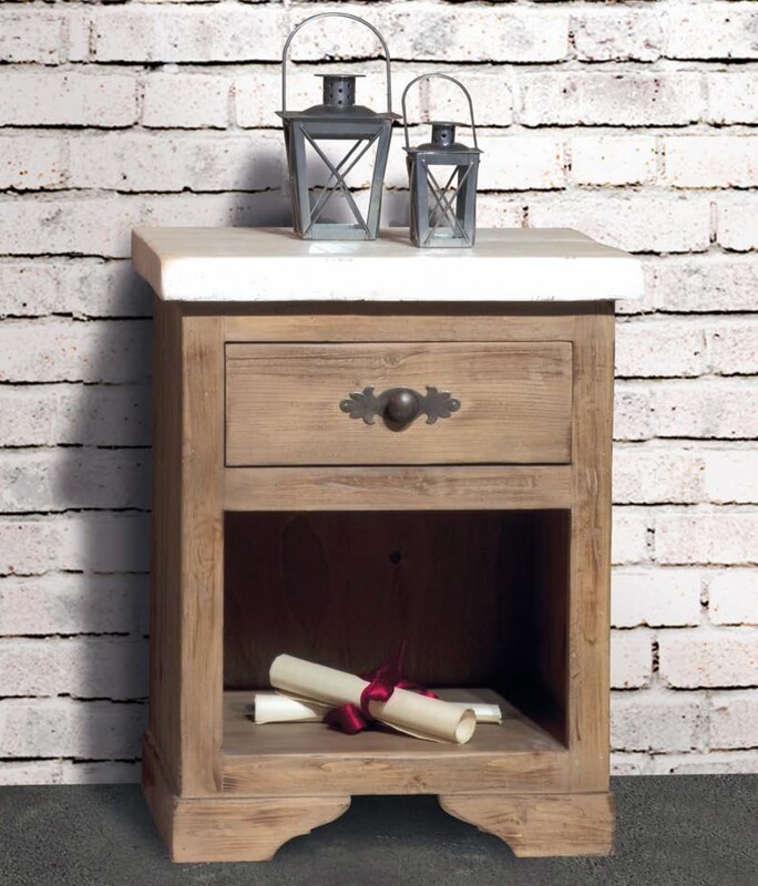 COMODINO 1 CASSETTO  IN LEGNO ANTICO