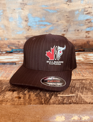 Flexfit Pinstripe Cap - BRC Logo Embroidered - Brown with White Stripes
