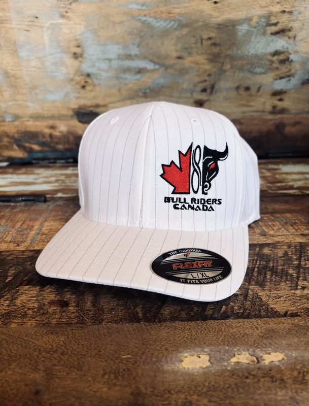 Flexfit Pinstripe Cap - BRC Logo Embroidered - White with Black Stripes
