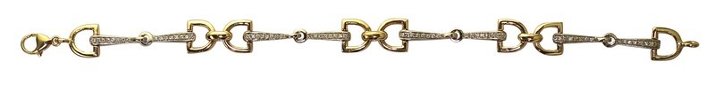 14kt Yellow Gold Mini &quot;D&quot; Ring Snaffle bit Bracelet with Diamond Mouthpieces (2/3ct t.w.t)