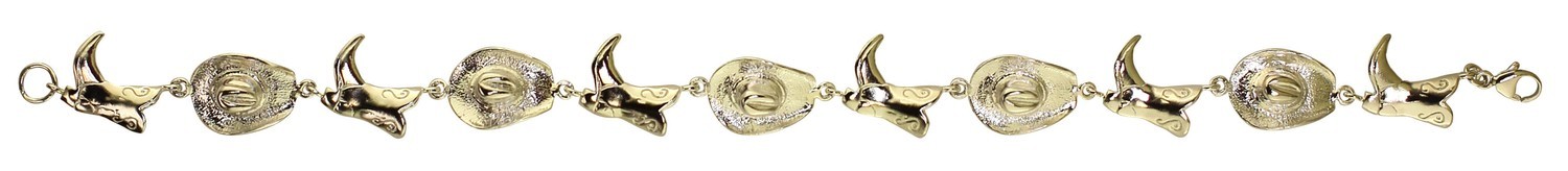 Silver Western Boot and Cowboy Hat Linked Bracelet