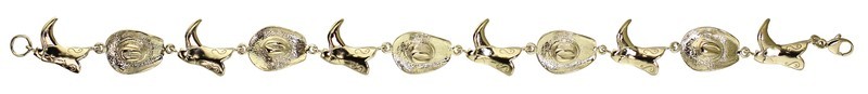 Silver Western Boot and Cowboy Hat Linked Bracelet