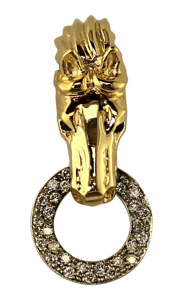 14kt Yellow Gold Horse Head and Diamond Pave Ring Pendant
