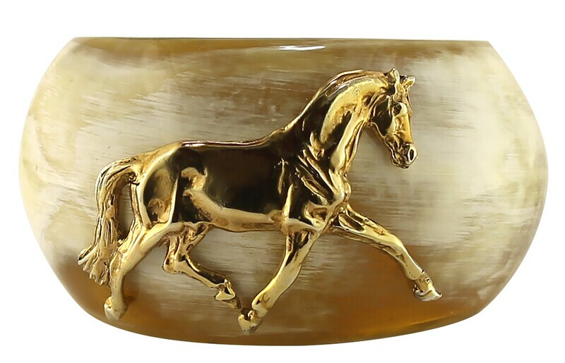 Buffalo Horn Cuff with Gold Plated Sterling Silver Dressage Horse