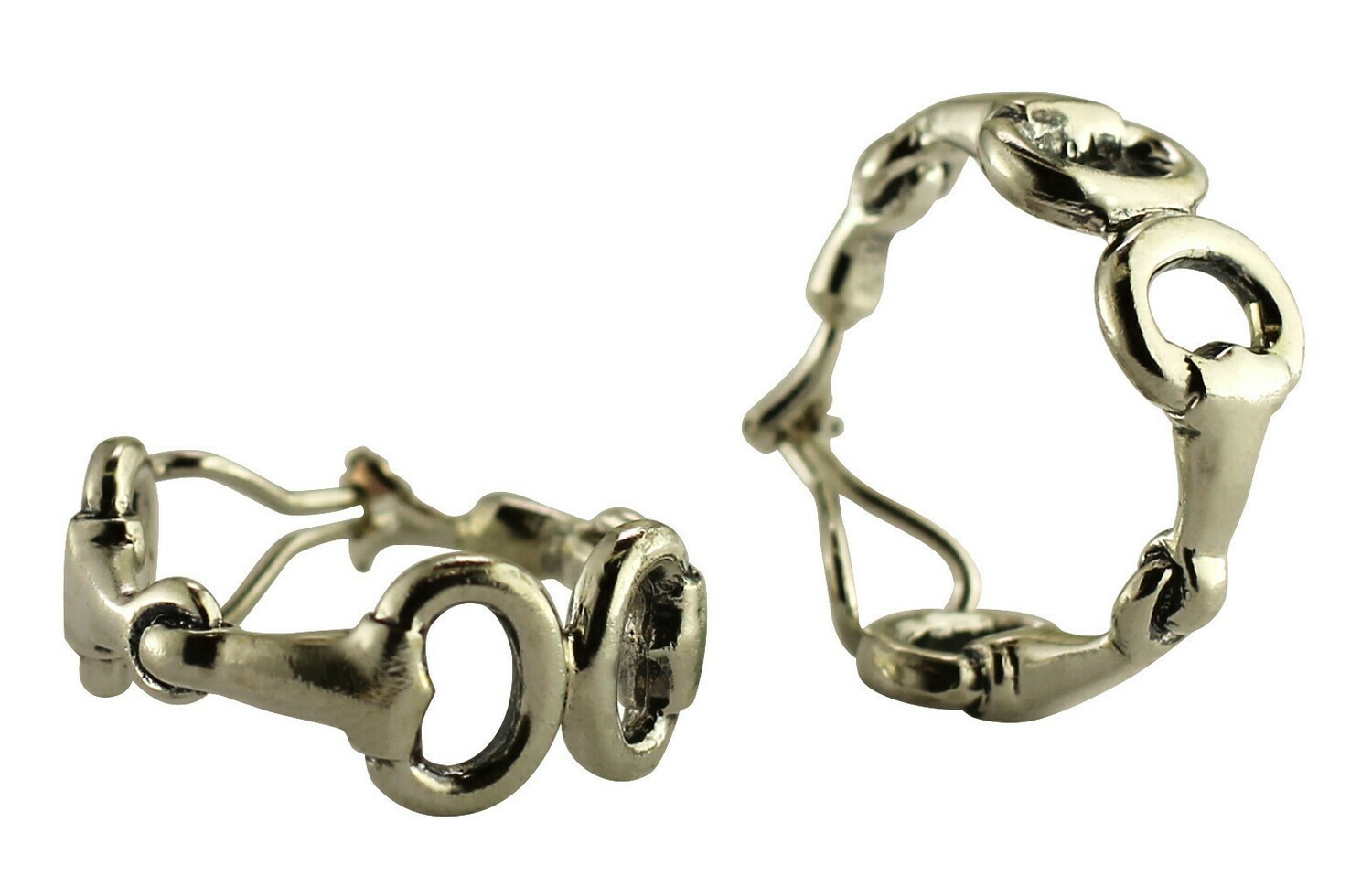 Silver Egg Butt Snaffle Omega Back Hoop Earrings