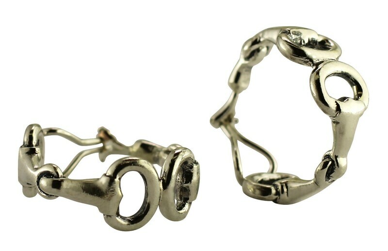 Silver Egg Butt Snaffle Omega Back Hoop Earrings