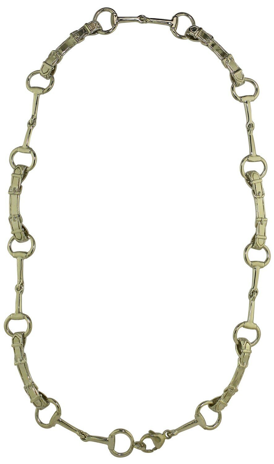 Silver Egg Butt Snaffle bit and Buckle Connector Necklace