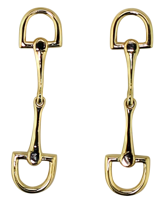 14kt Yellow Gold &quot;D&quot; Snaffle Bit Dangle Style Post Earrings
