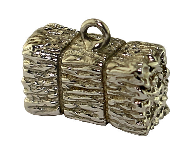 Silver Hay Bale Charm