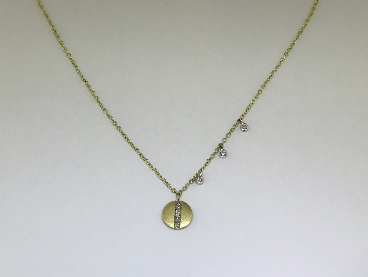 Meira T. Diamond row medalion and 3 stone necklace