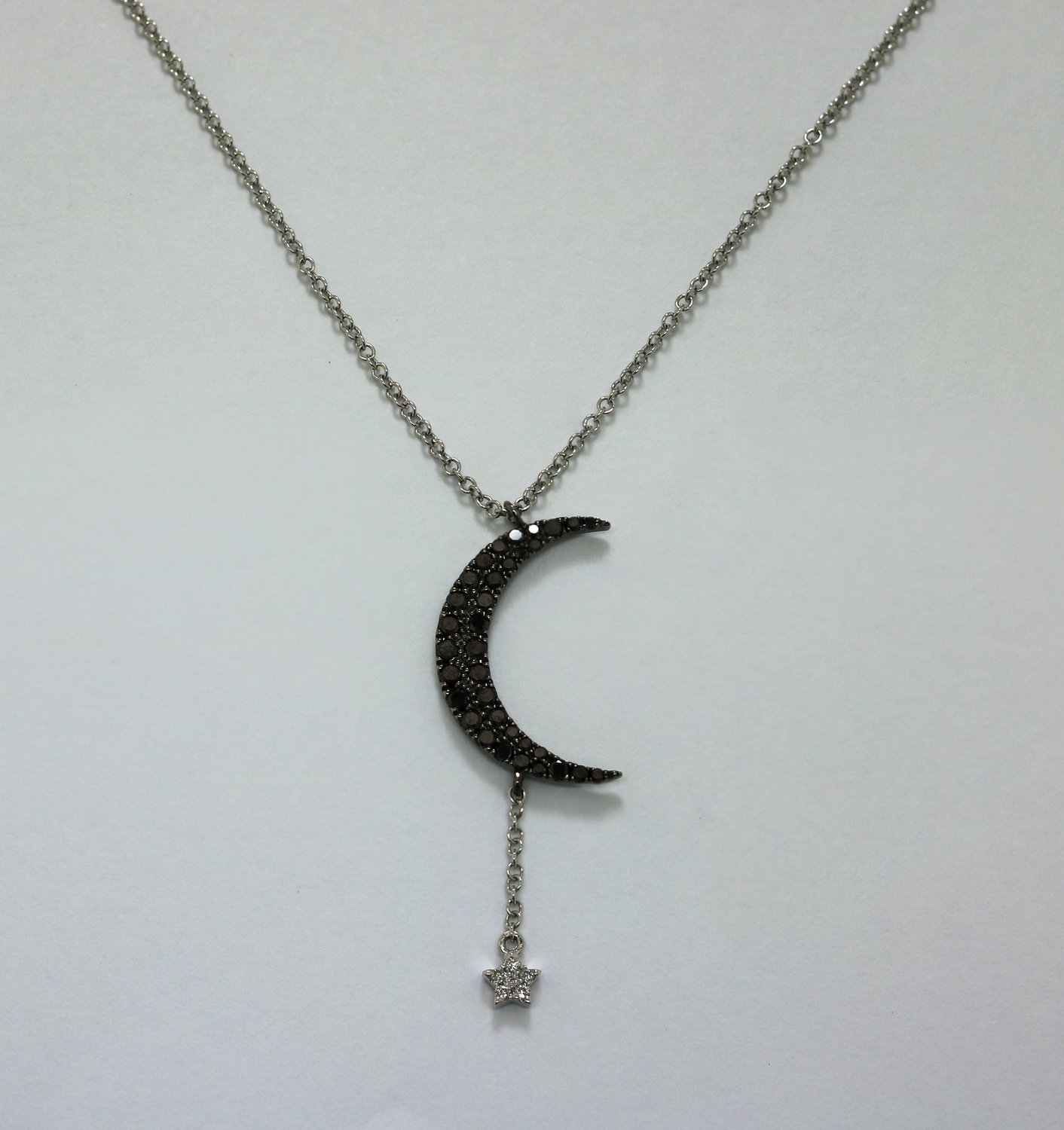 Meira T. black diamond moon and star necklace