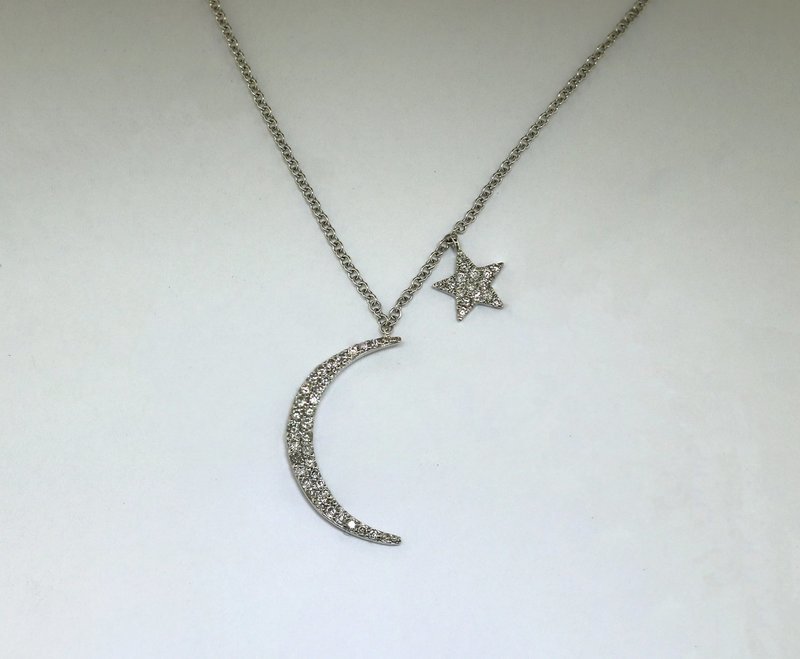 Meira T. all white moon and star necklace