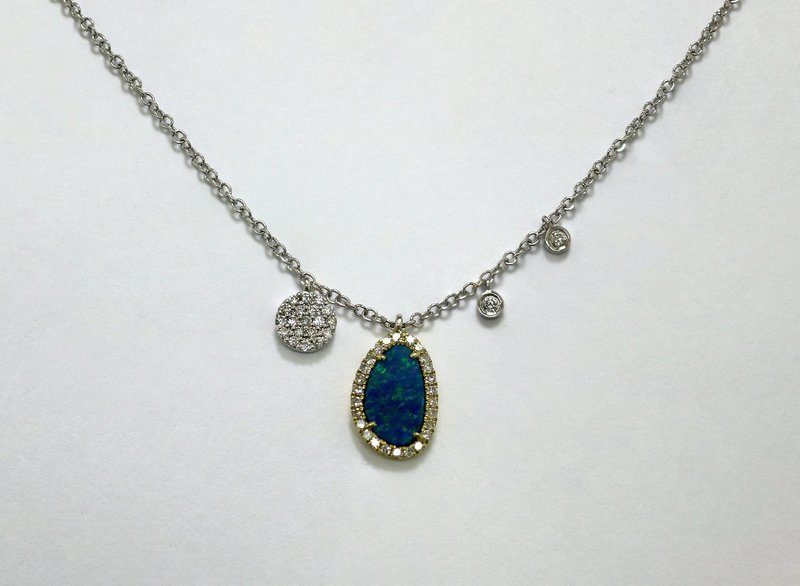 Meira T. australian opal and diamond drop necklace