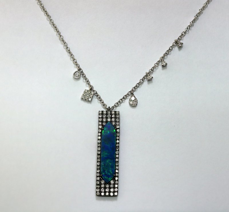 Meira T. necklace rectangle opal drop necklace