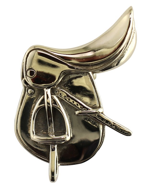 14kt White Gold Well Detailed English Saddle Pin