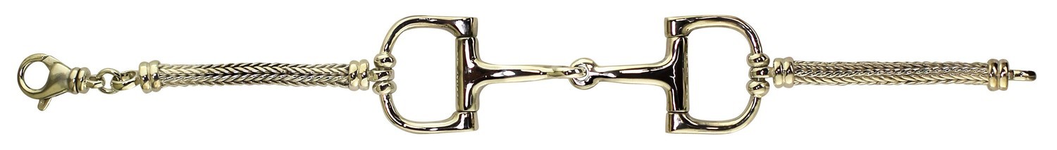 Silver Extra Large &quot;D&quot; Ring Snaffle in Silver Braid Bracelet