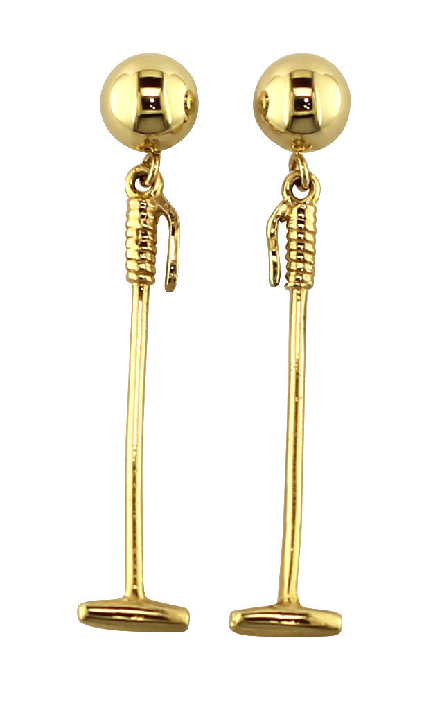14kt Yellow Gold Polo Mallet Drop Earrings