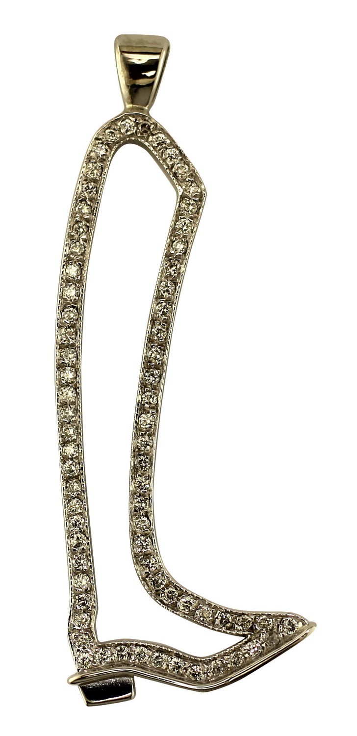 14kt White Gold Dressage Boot Outline with Diamond Pave