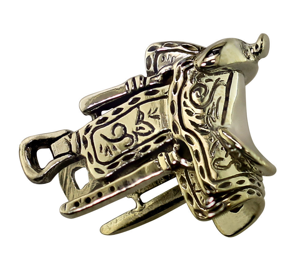 Silver Western Saddle Engraved Slide Pendant