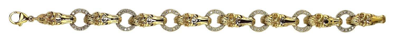 14kt Yellow and White Gold Horse Heads with Diamond Rings Bracelet (1ct. t.w.t.)