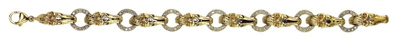 14kt Yellow and White Gold Horse Heads with Diamond Rings Bracelet (1ct. t.w.t.)